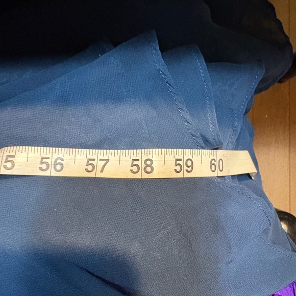 Azazie A-line gown in navy blue chiffon pleated crisscross bodice 16 xl - Picture 9 of 9